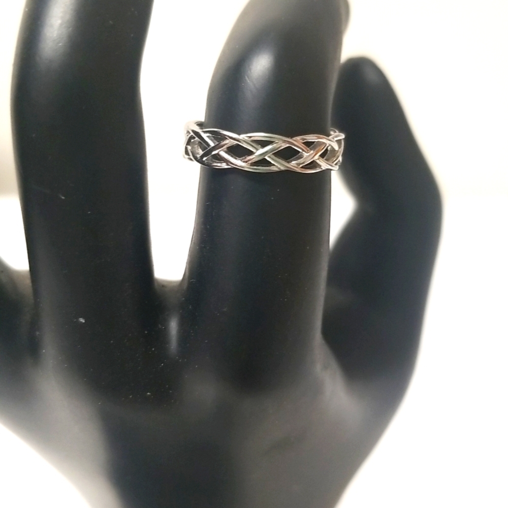 925 STERLING SILVER CELTIC BAND RING, Sz 6, 4MM WIDE  NWT